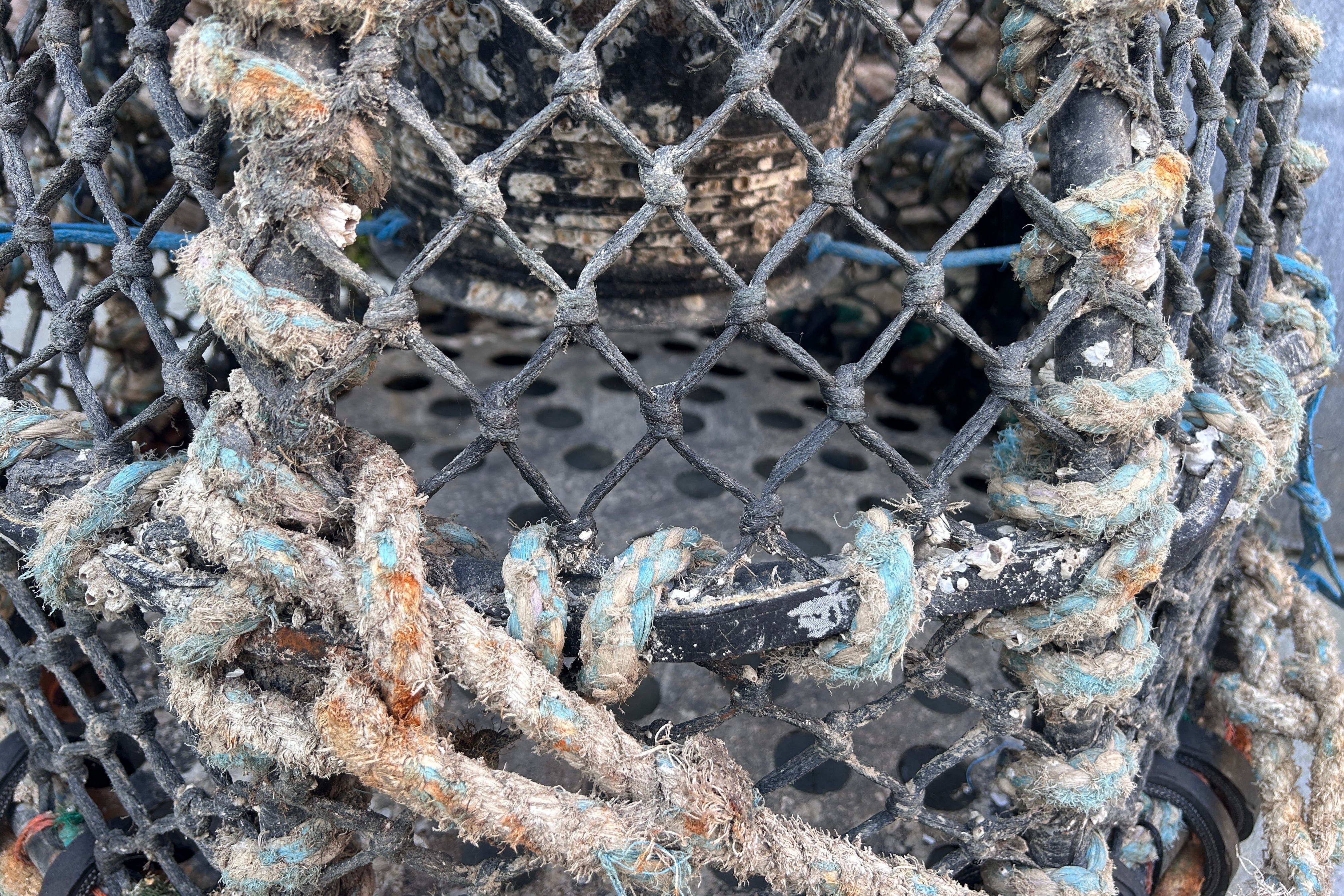 Brixham lobster pots on quay
