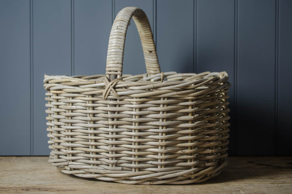 small grey wicker trug