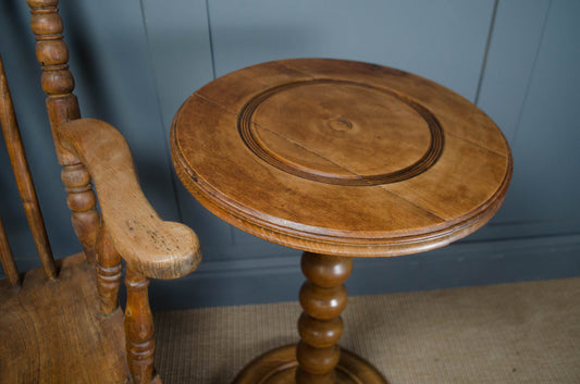 Vintage French wooden jardinière stand with bobbin turned pedestal