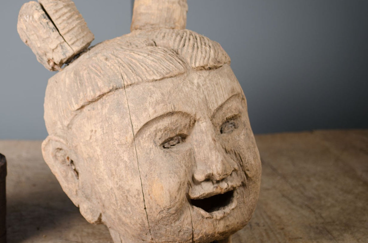 antique burmese puppet head