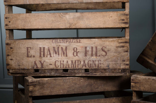 Original French Wooden Champagne Crates — Storage Boxes