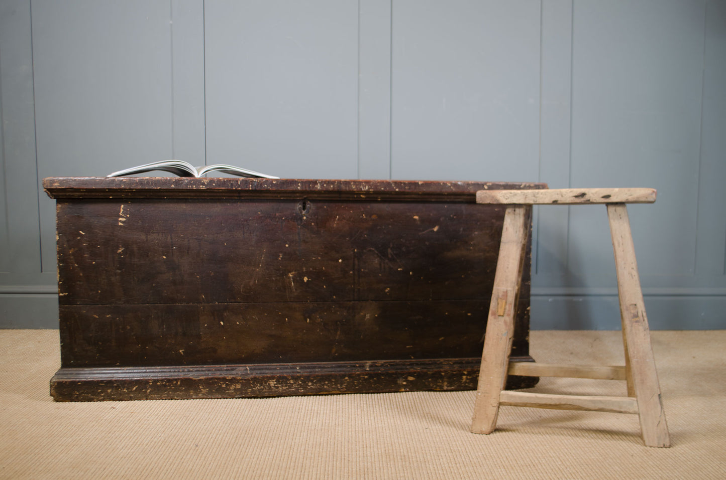 Original Painted Pine Storage Chest