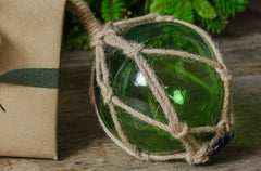 GREEN GLASS BAUBLE HANDBLOWN