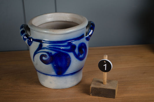 German blue and grey salt glazed stoneware pot