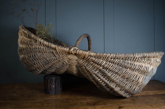 Large antique French vineyard grape harvest basket from Bordeaux