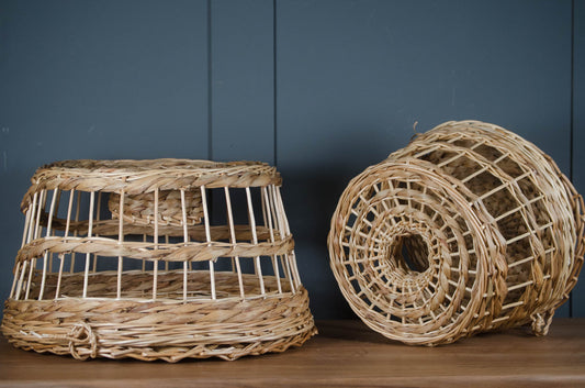 Wicker and seagrass decorative lobster pots