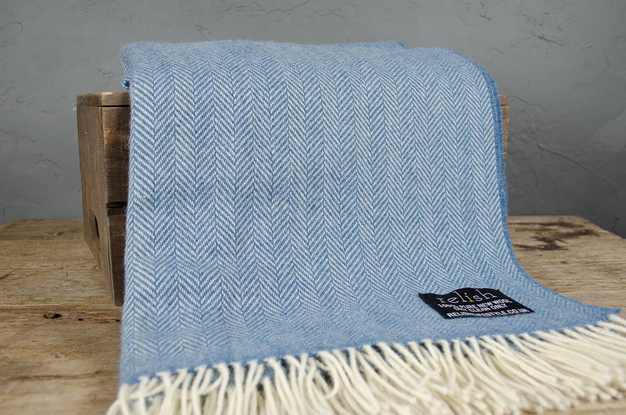 wool sky blue blanket
