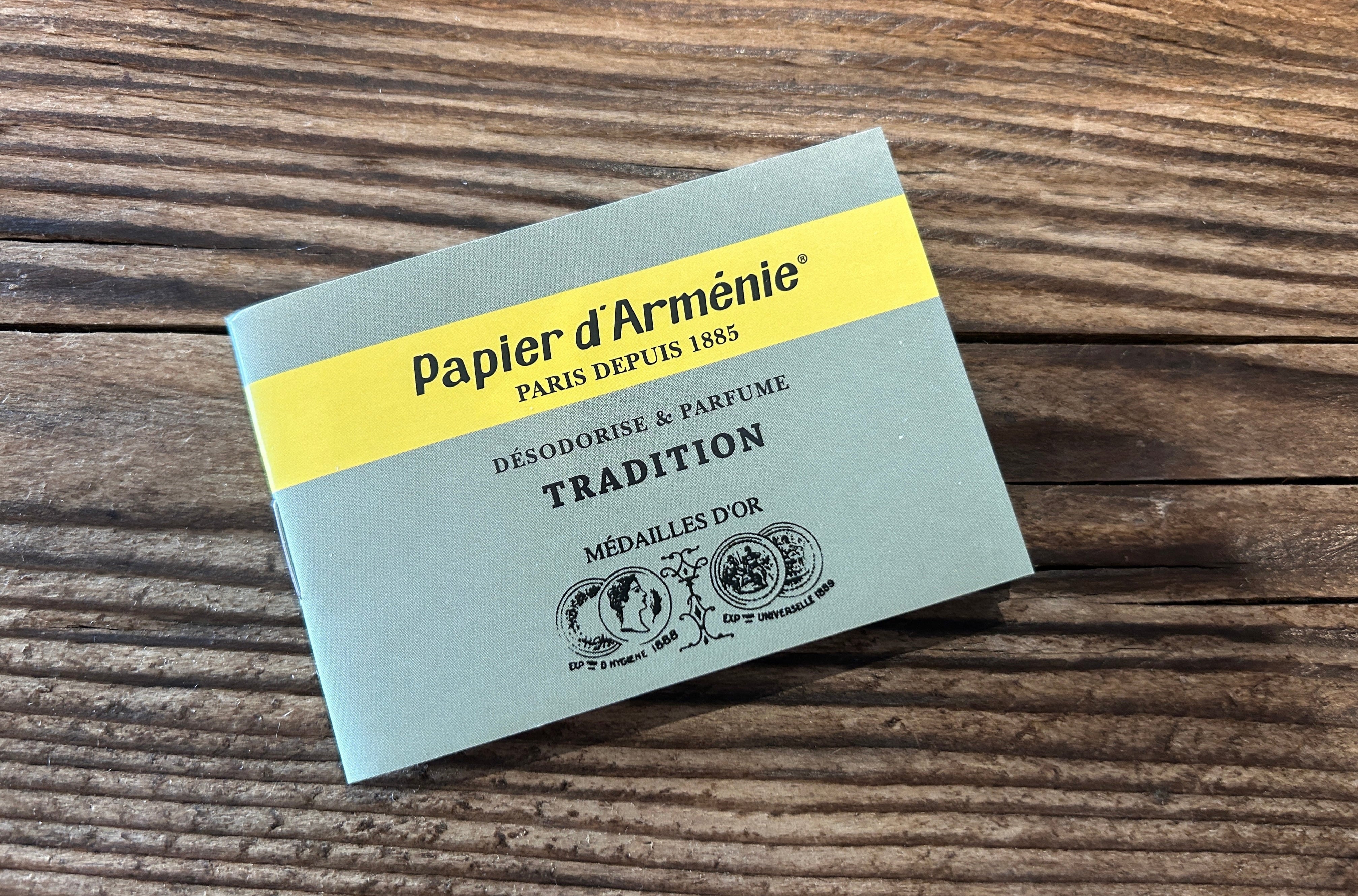 Papier d'Arménie insence papers on a wooden surface labour wait
