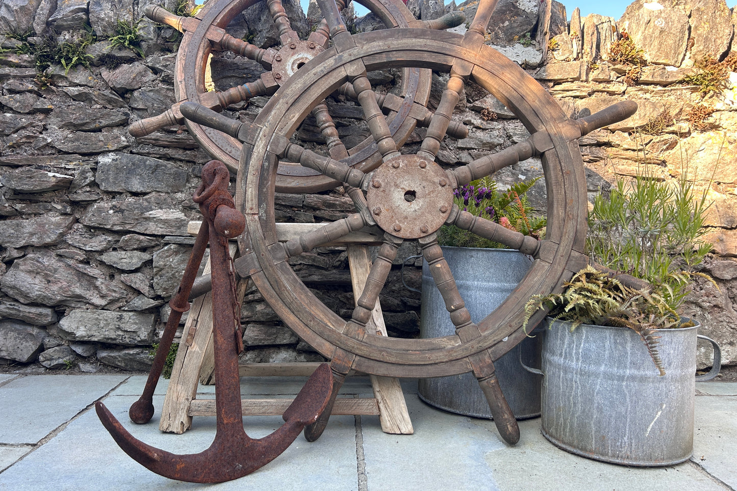 Antique ship wheel