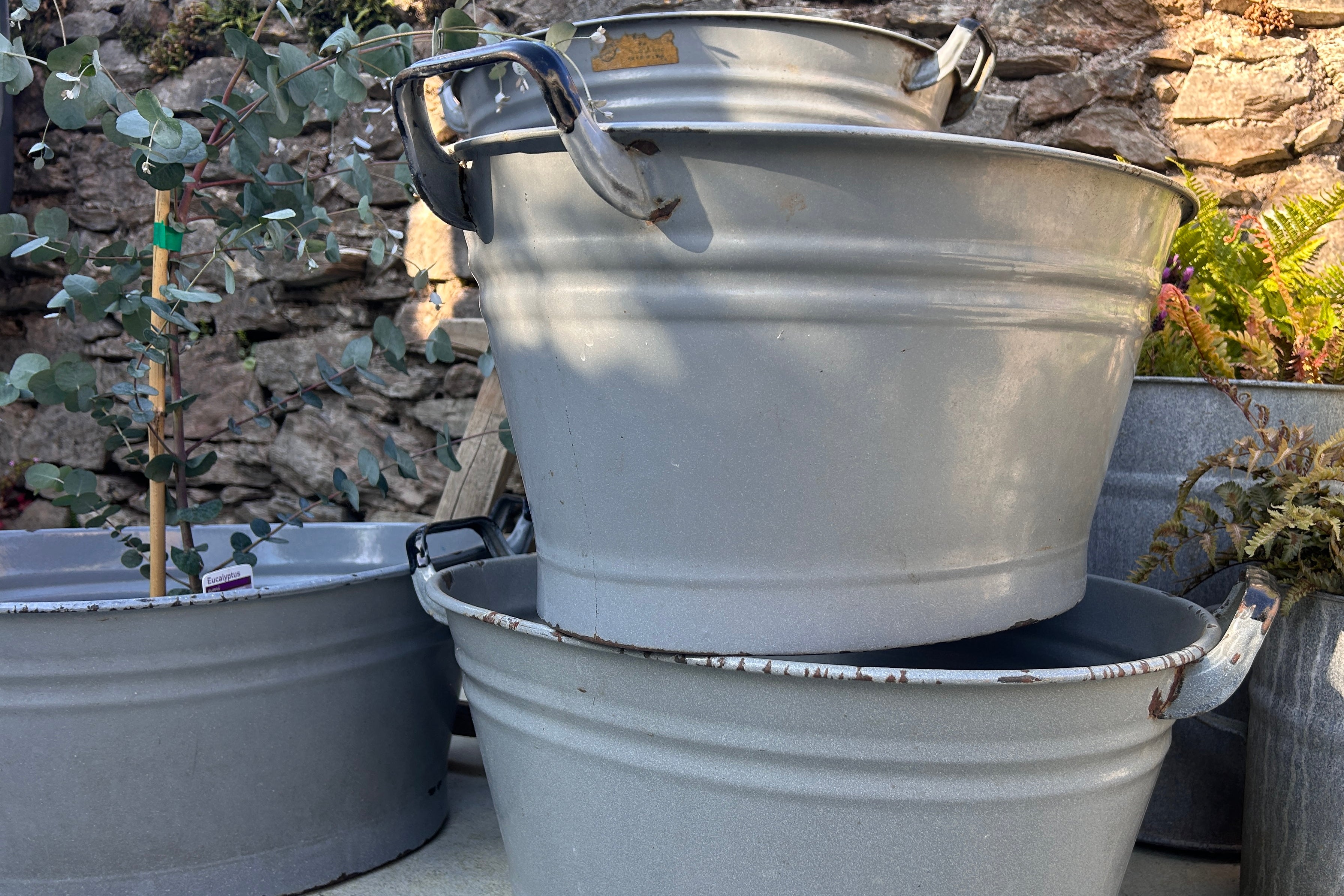 Grey enamel bath