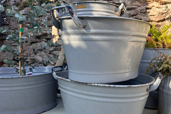 Grey enamel bath