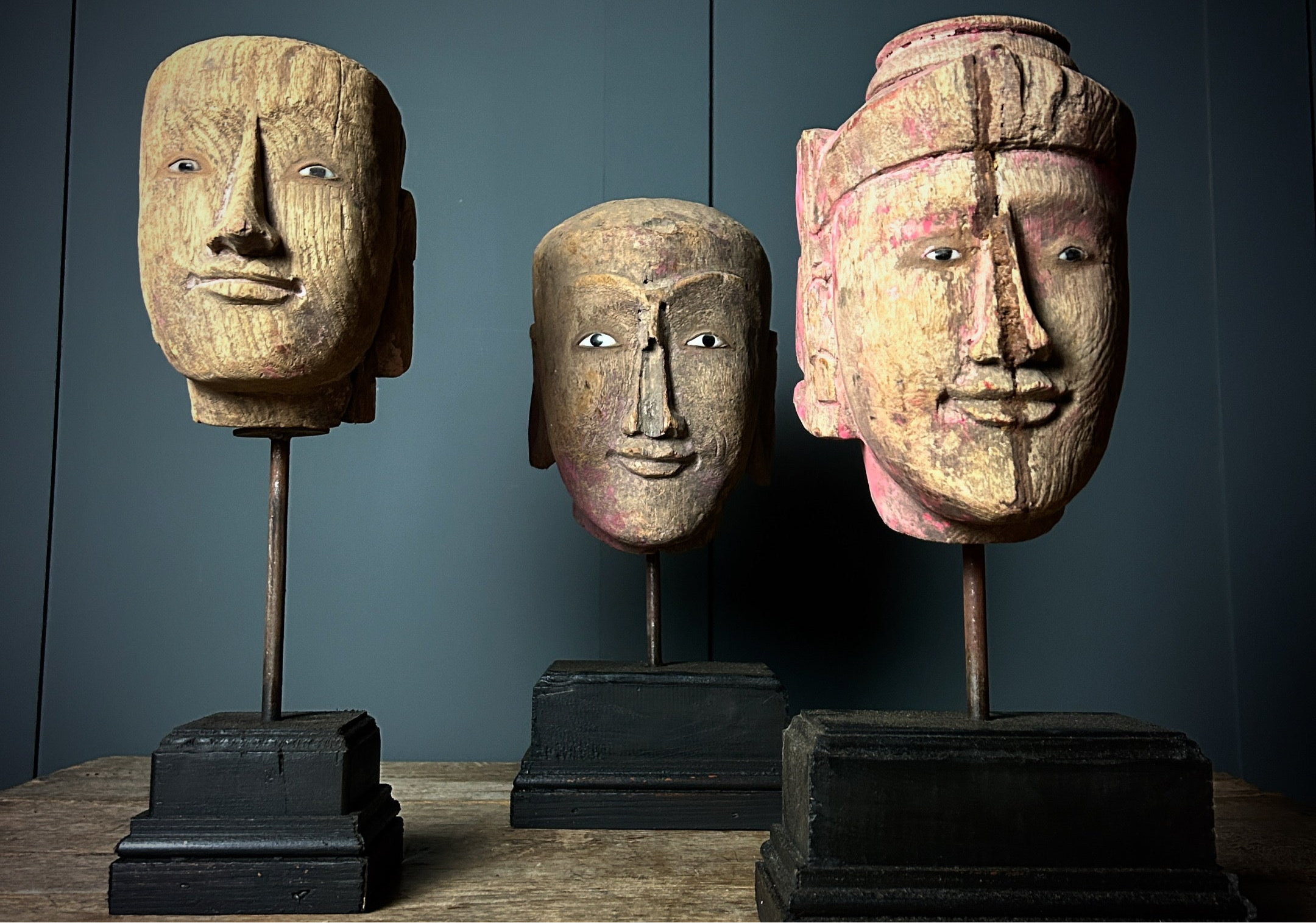 Burmese puppet head sculptures