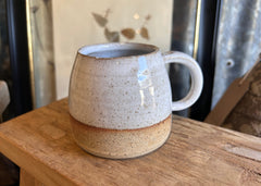 Speckled ceramic hand thrown wheel mug made in Devon