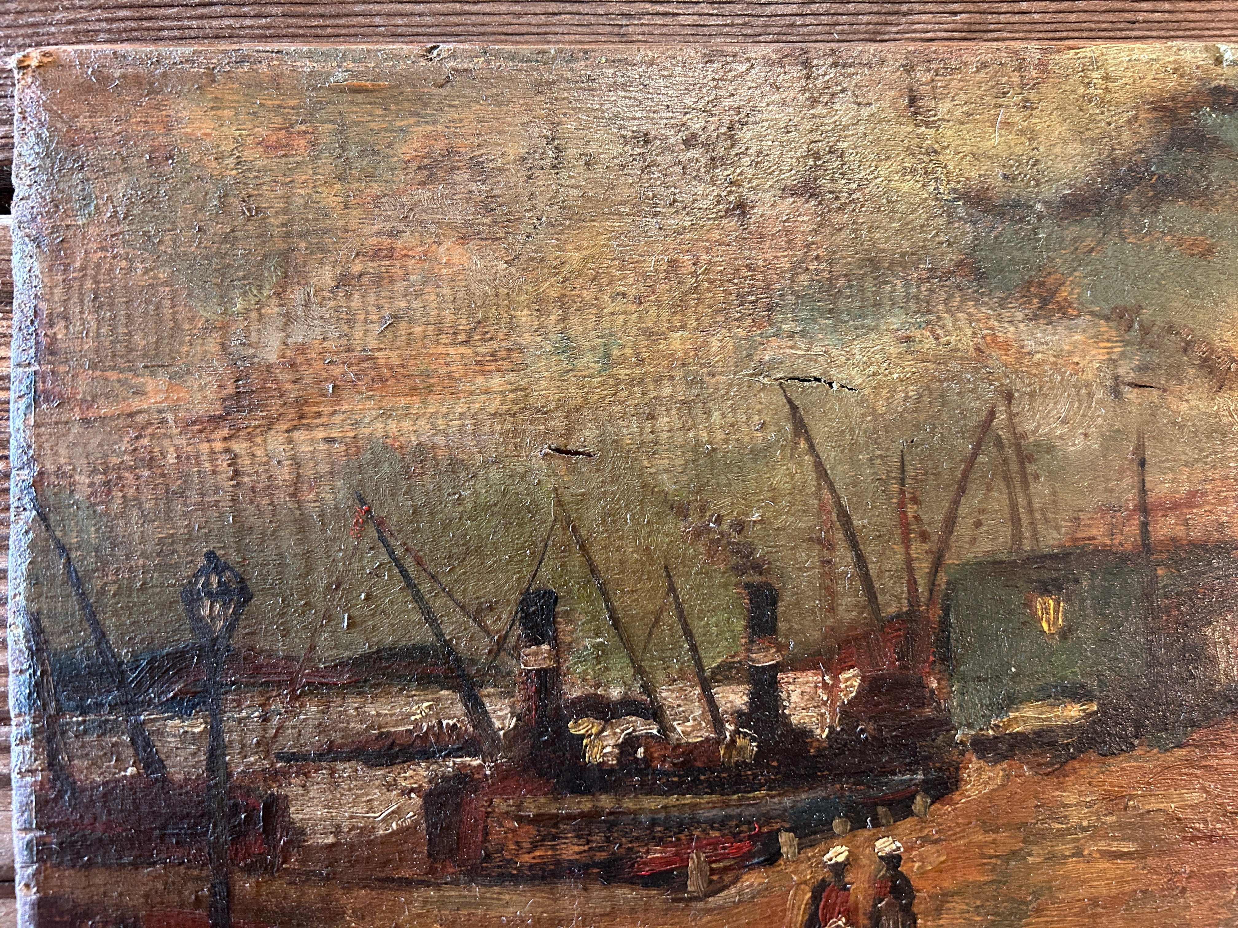 Kai in Antwerpen mit Schiffen – Parody Oil on Board | From the Series Paintings of Amsterdam by Vincent van Gogh