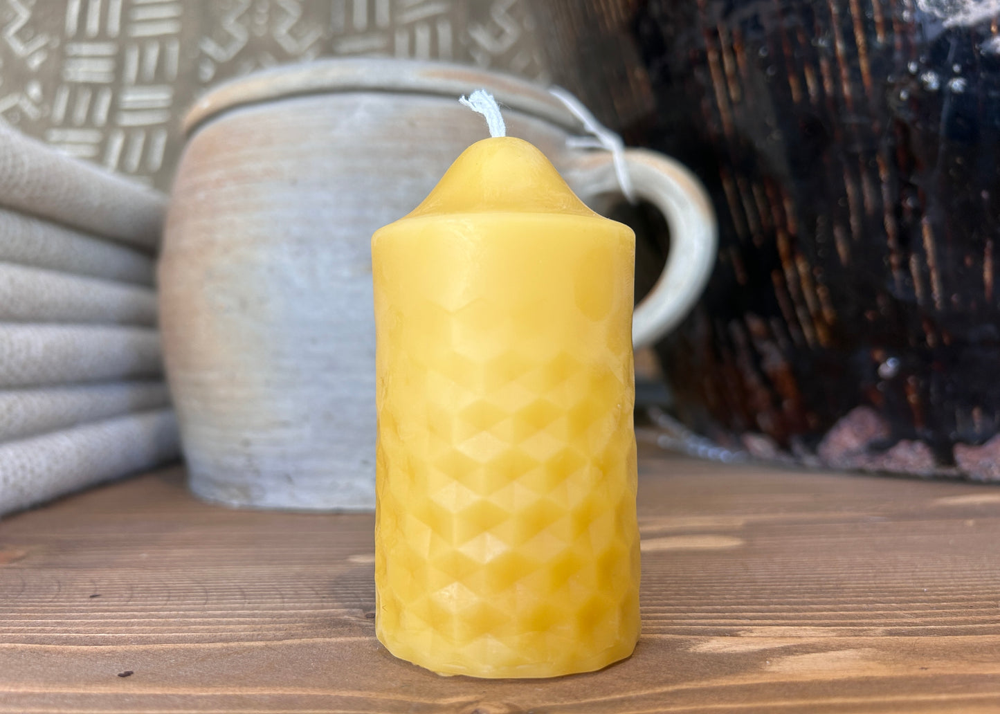 natural beehive wax candle