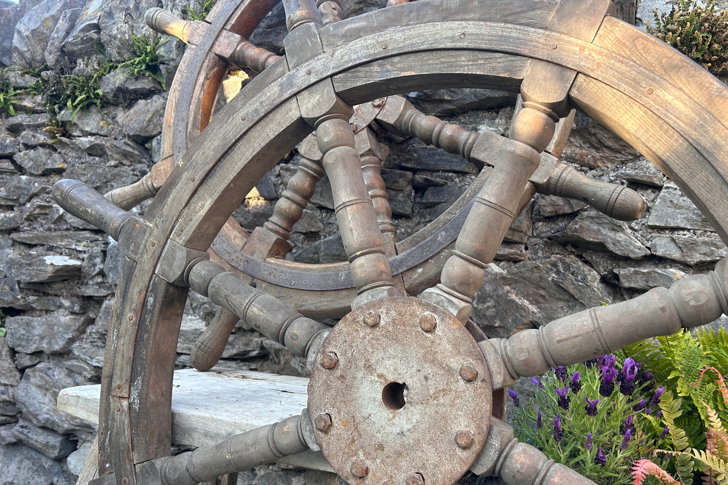 Original reclaimed ship wheel