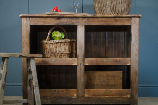 Antique Solid Pine Open Shelving Kitchen Unit