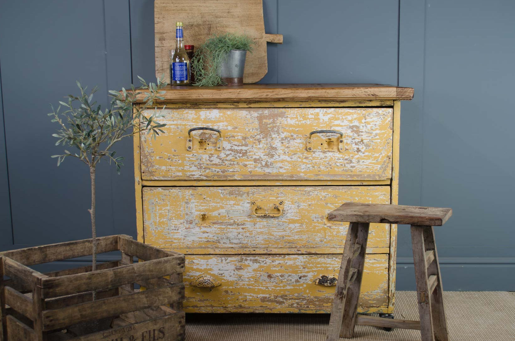reclaimed kitchen unit on castors