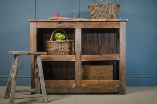 Antique Solid Pine Open Shelving Kitchen Unit