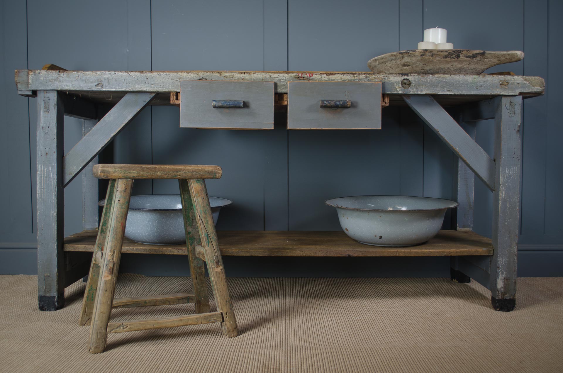 reclaimed wood kitchen island, antique workbench island, rustic farmhouse kitchen island, vintage kitchen island, repurposed wood furniture, industrial kitchen island, salvaged wood furniture, eco-friendly kitchen decor, sustainable home furniture, rustic kitchen island with storage