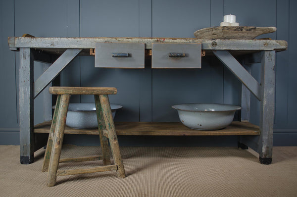 reclaimed wood kitchen island, antique workbench island, rustic farmhouse kitchen island, vintage kitchen island, repurposed wood furniture, industrial kitchen island, salvaged wood furniture, eco-friendly kitchen decor, sustainable home furniture, rustic kitchen island with storage