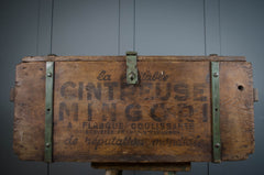 Reclaimed French industrial wooden storage trunk 