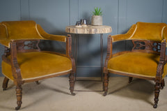 Pair of Edwardian velvet chairs