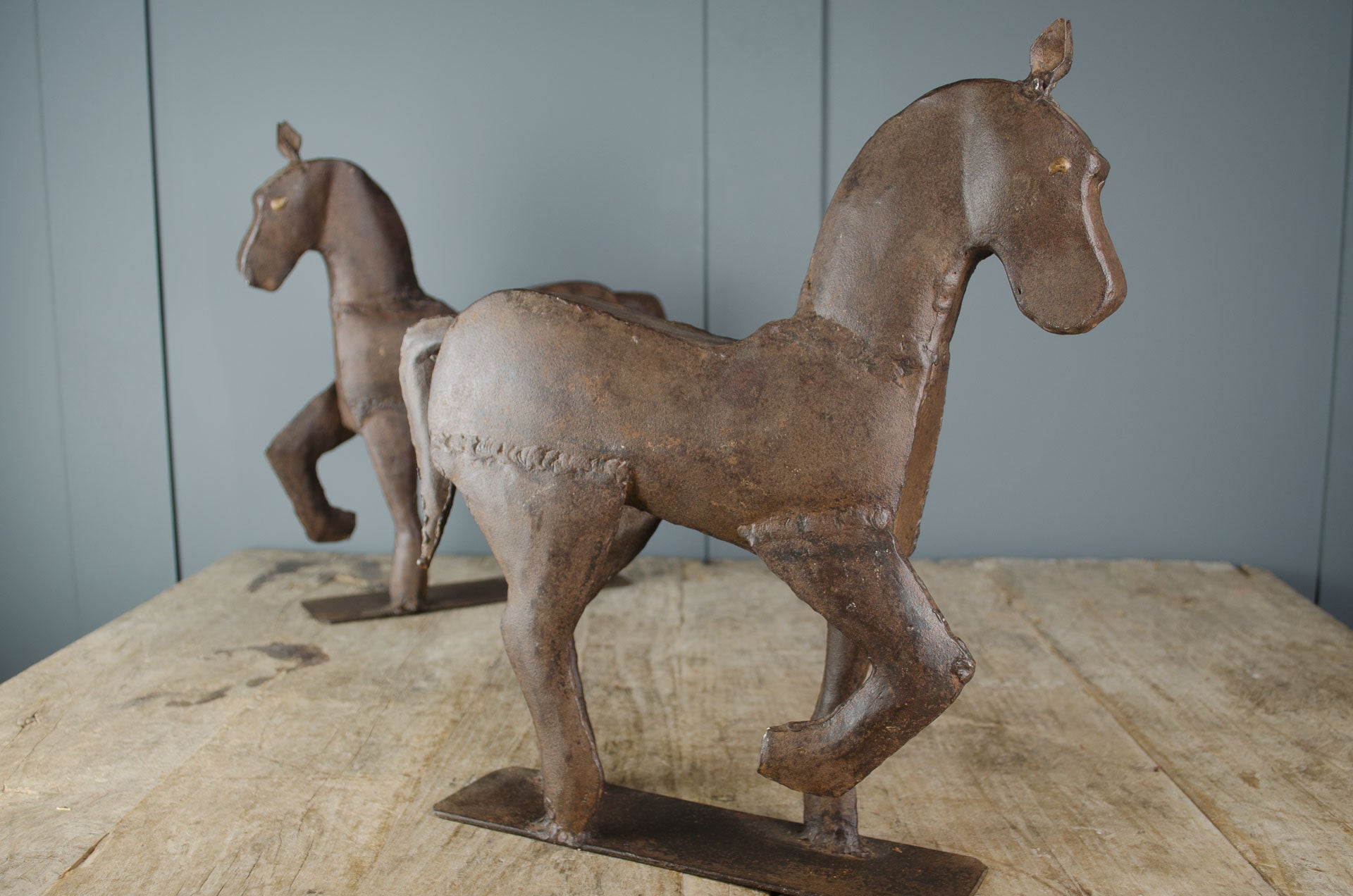 Iron horse statues