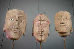 antique burmese puppet heads