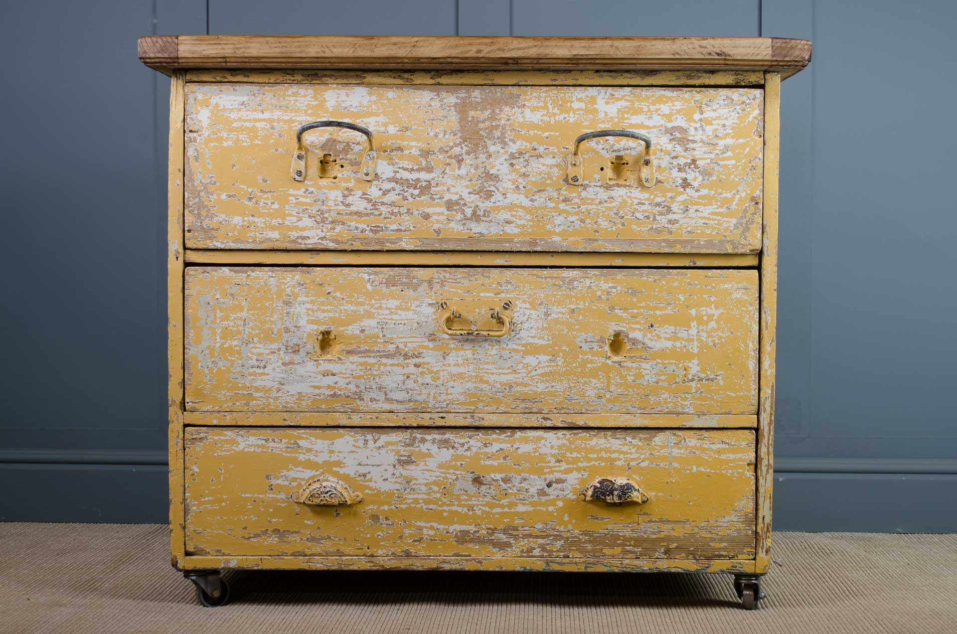 yellow kitchen island drawers