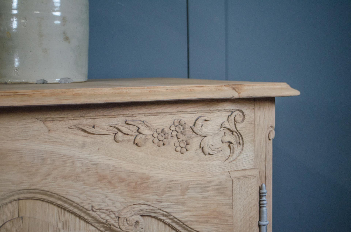 Pale oak dining room sideboard with original metal fittings