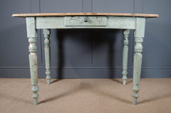 Pitch pine farmhouse table with aged painted base.