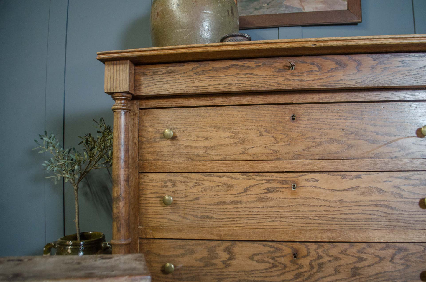 Antique French commode with four drawers and hidden fifth drawer