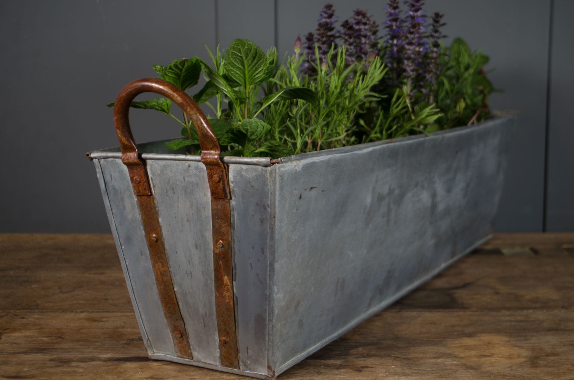 recalimed window box trough metal planter