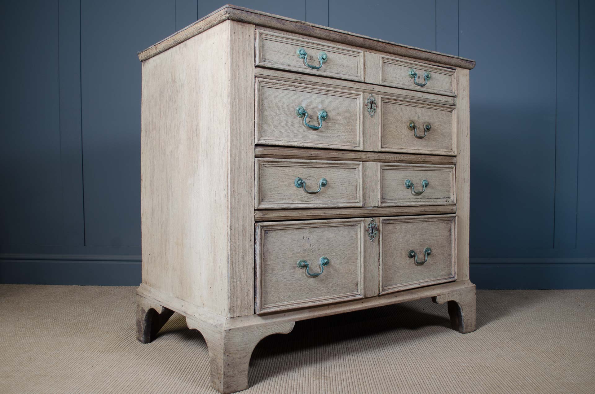 antique 18th century gustavian bleached chest of drawers in oak. neptune cox & cox bedroom