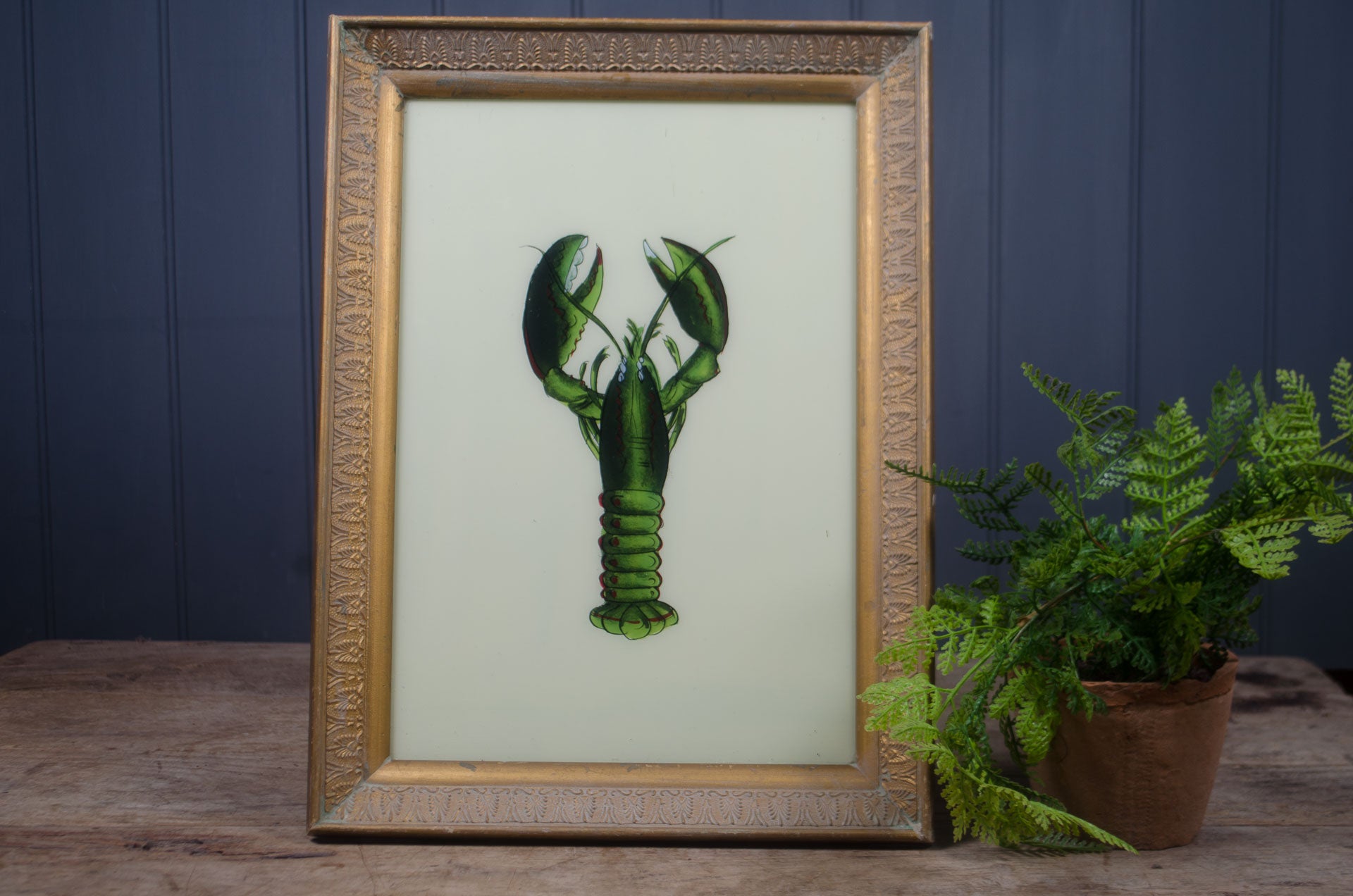 hand painted lobster art in reclaimed frame