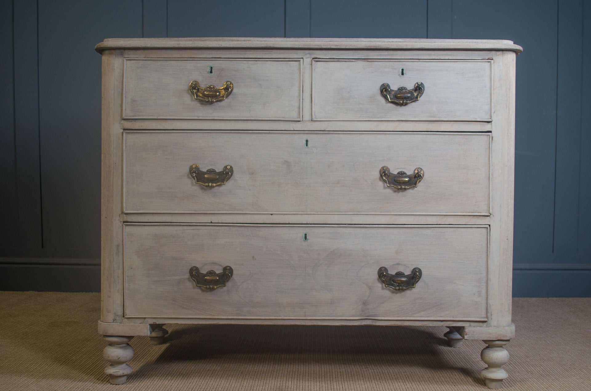 Edwardian chest of drawers, antique pine furniture, bleached wood dresser, vintage bedroom furniture, antique brass handles, solid pine chest, Edwardian furniture, turned feet dresser, shabby chic drawers, rustic pine chest, vintage home decor, classic English furniture, antique storage cabinet