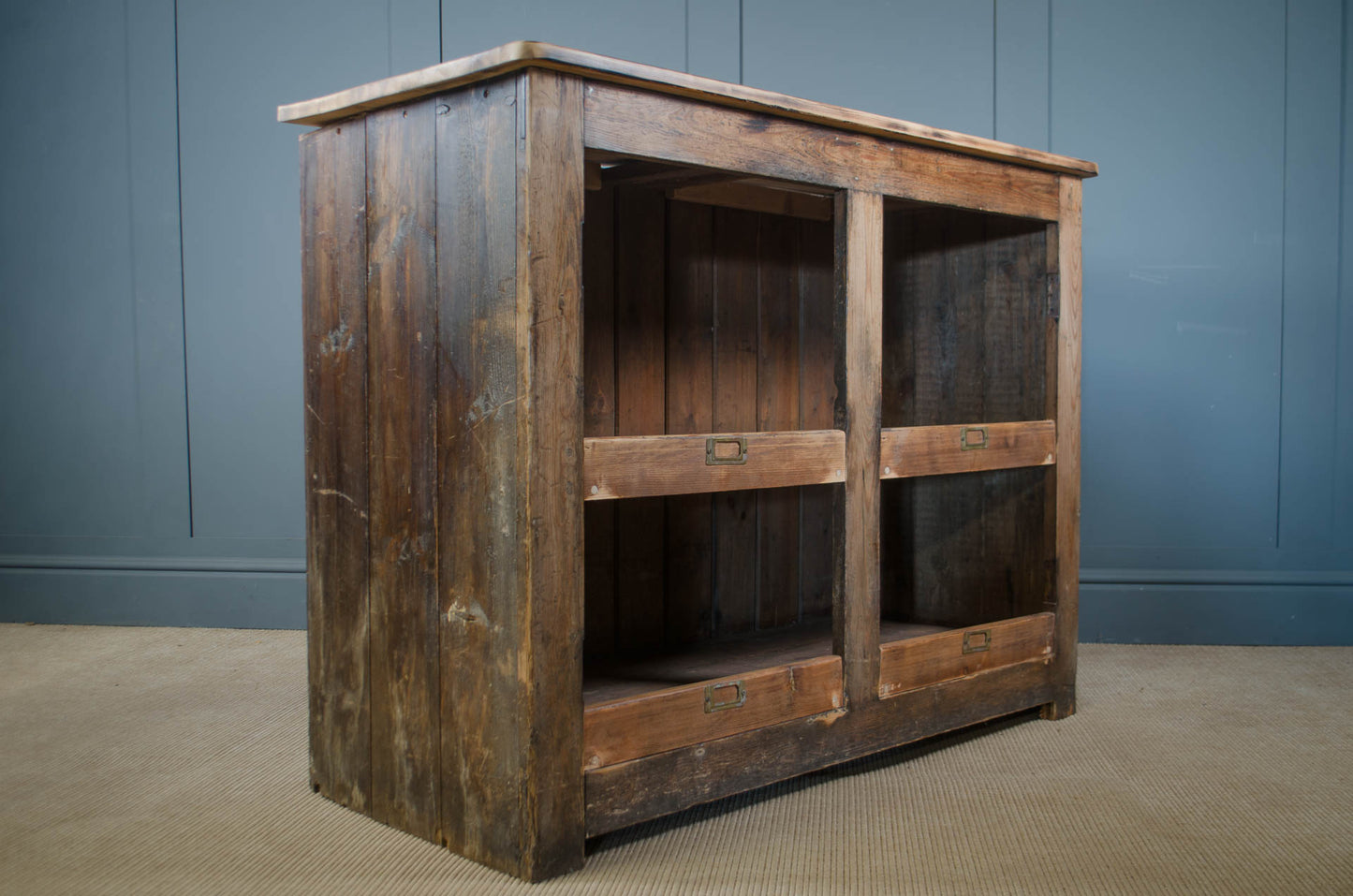 Antique Solid Pine Open Shelving Kitchen Unit