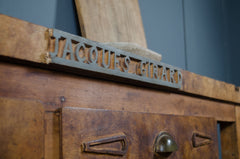 Vintage French wooden blacksmith bench with stool and weathered finish