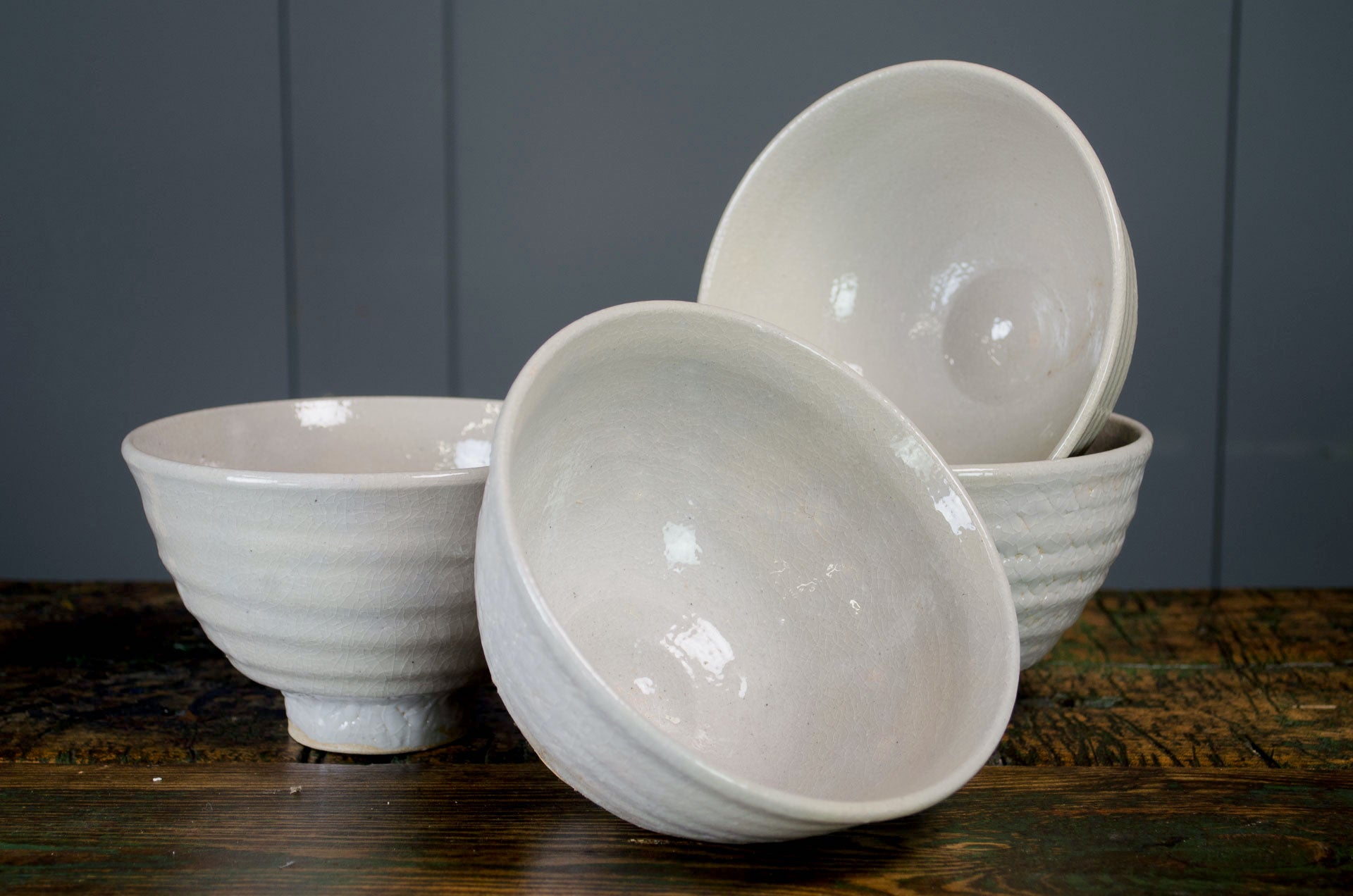 
neptune crackle glazed white serving dish