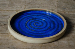 hand thrown plate blue