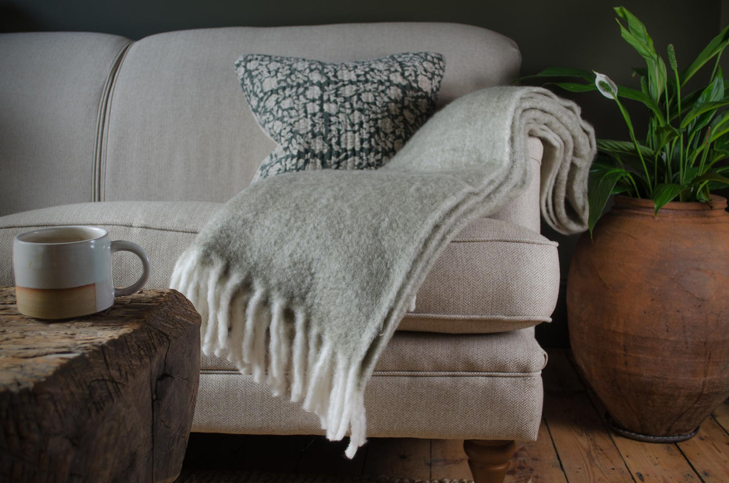 cotton quilted kantha cushion in green