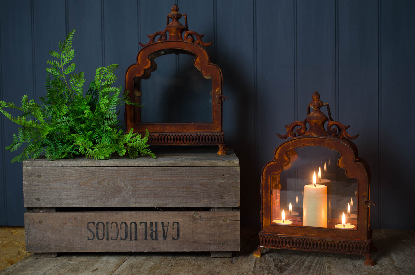 Glass lantern terrarium - Rusty or Zinc