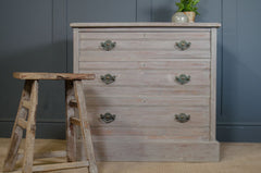 Lime Washed Edwardian Chest of Drawers with Verdigris Brass Handles