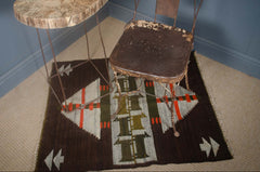 Mid-Century Peruvian Tapestry Wall Hanging Rug with Goats – Brown, Orange & Green Vintage Textile Art
