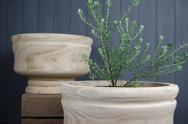 Large bleached wood raised bowl