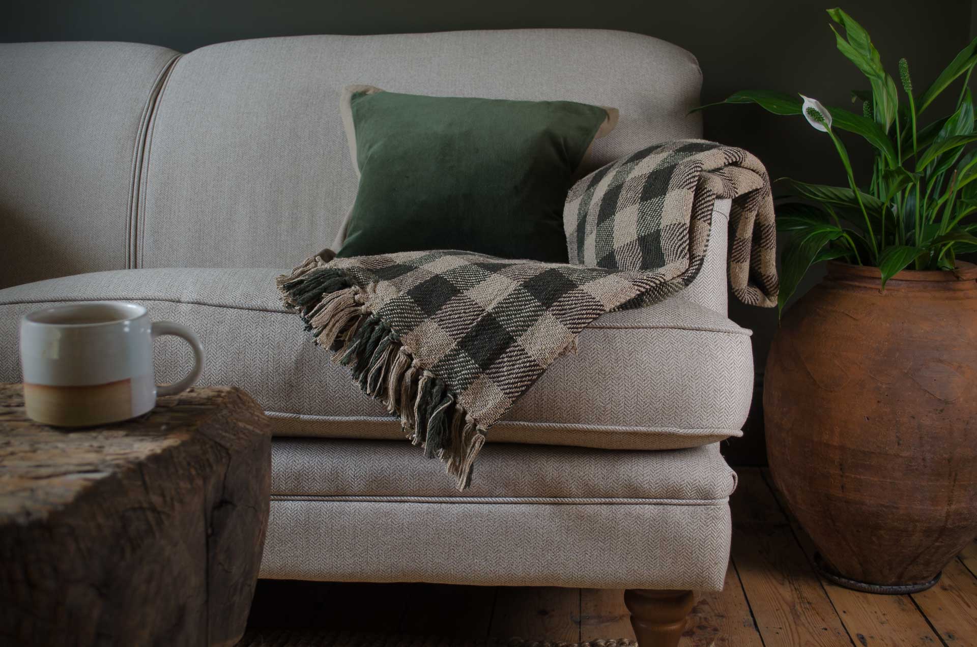 Recycled cotton checked blanket - Various colours