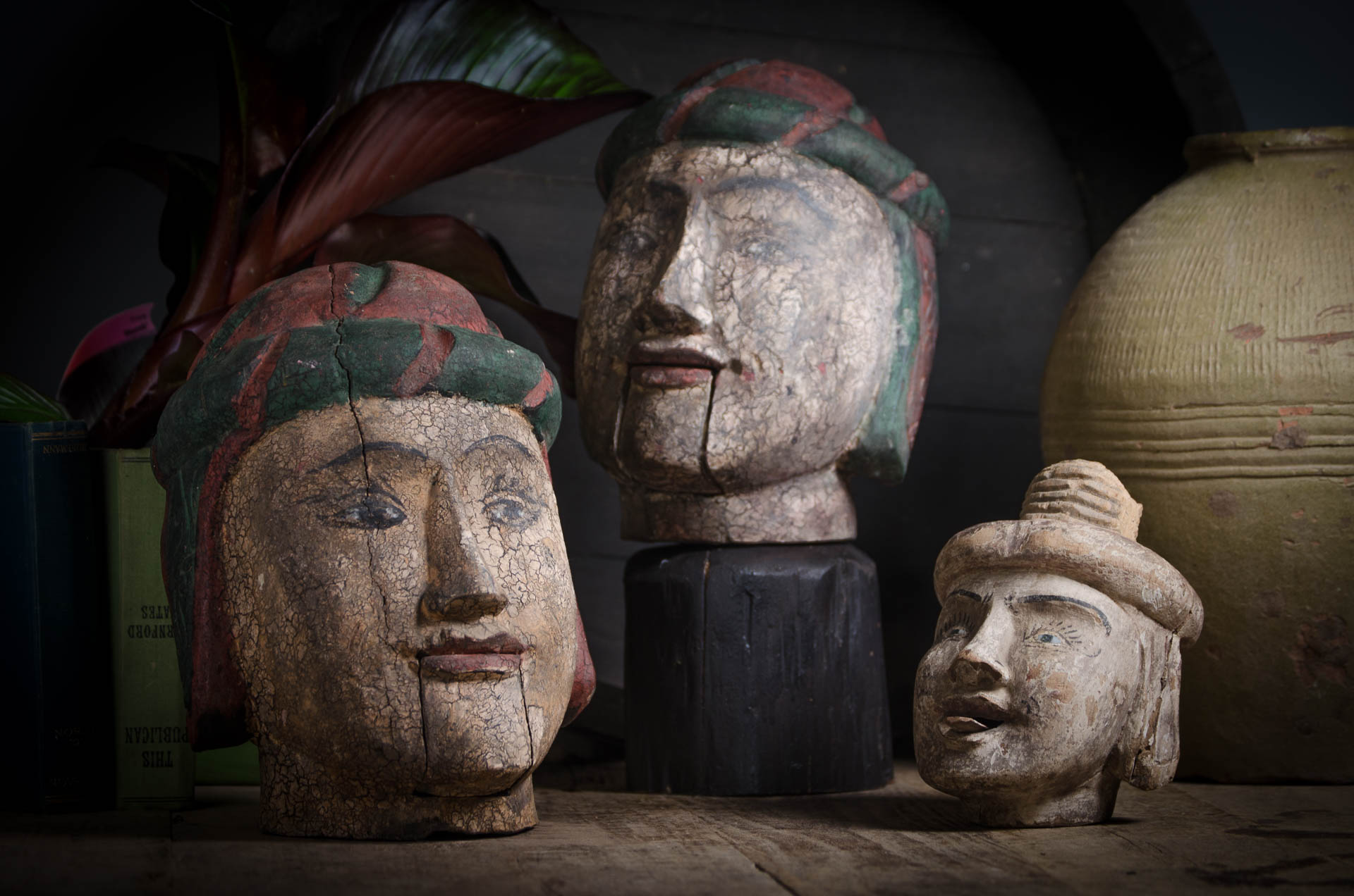 
Finest Burmese puppet head sculptures - Various prices