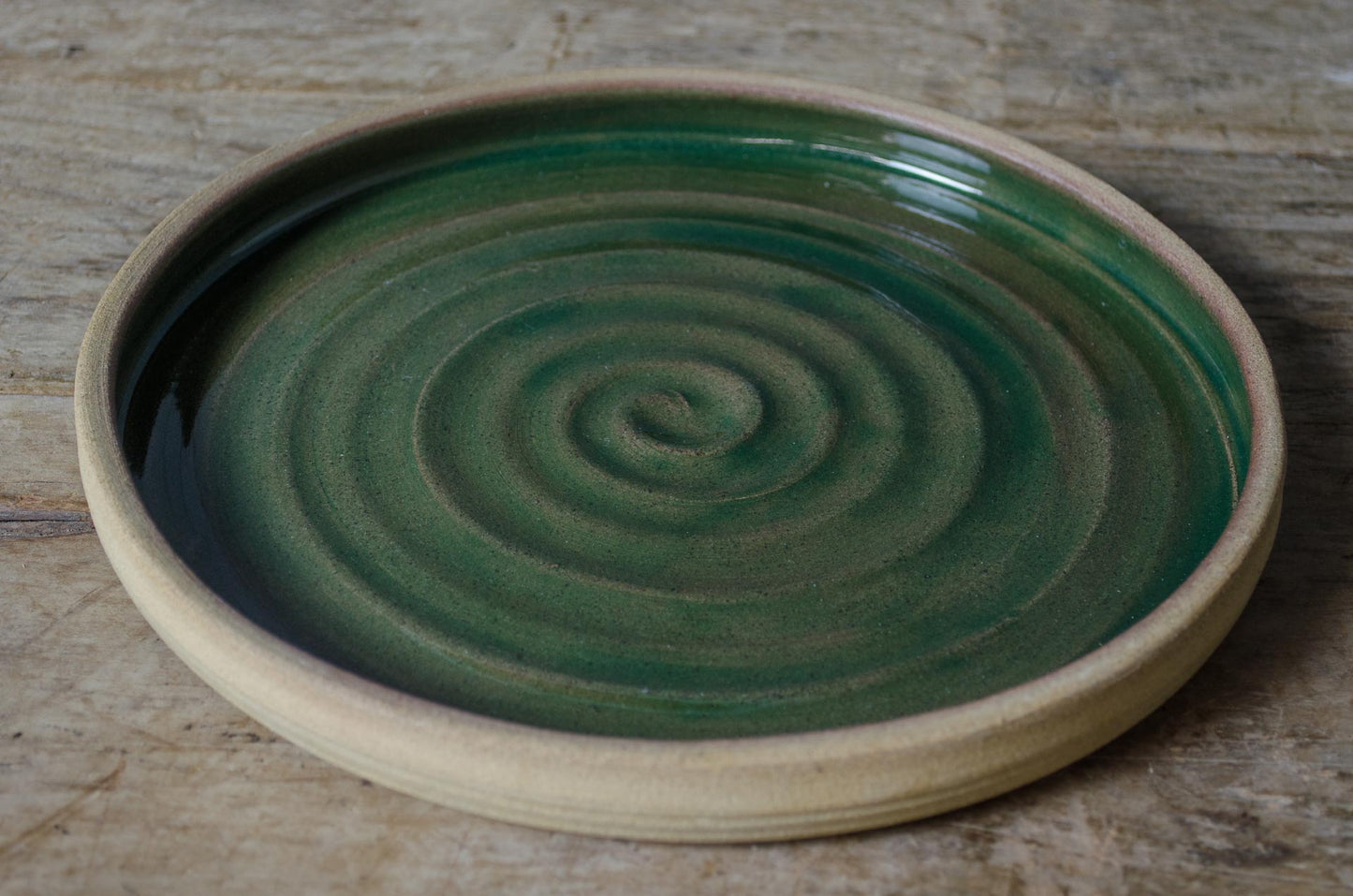 green dinner plate rustic