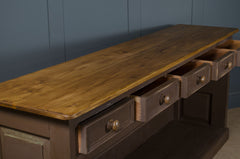 Wooden console table with drawers and pine top